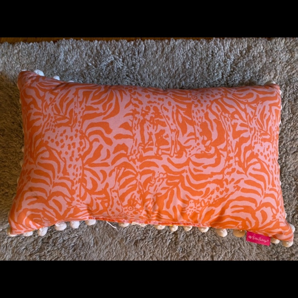 Lilly Pulitzer Reversible pillow with pompom trim